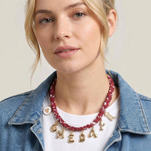 Load image into Gallery viewer, Western GAME DAY Charm Fabric Braided Statement Necklace