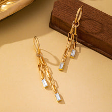 Load image into Gallery viewer, Paperclip Chain Glass Rhinestone Drop Earrings