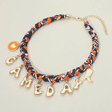 Load image into Gallery viewer, Western GAME DAY Charm Fabric Braided Statement Necklace