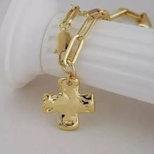 Load image into Gallery viewer, NOTABLE HAMMERED CROSS FRONT TOGGLE NECKLACE