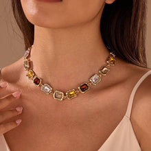 Load image into Gallery viewer, Emerald-Cut Earth Tone Crystal Collar Necklace