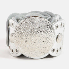 Load image into Gallery viewer, Hammered Disc Accent Faux Leather Panel Link Belt