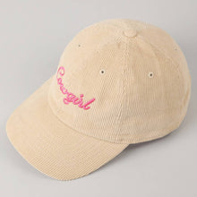 Load image into Gallery viewer, Cowgirl Text Solid Color Corduroy Baseball Cap