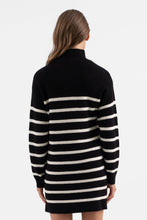 Load image into Gallery viewer, STRIPE MOCK NECK LONG SLEEVE KNIT SWEATER DRESS