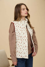 Load image into Gallery viewer, FLORAL QUILTED ZIP-UP PUFFER VEST