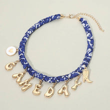 Load image into Gallery viewer, Western GAME DAY Charm Fabric Braided Statement Necklace