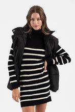 Load image into Gallery viewer, STRIPE MOCK NECK LONG SLEEVE KNIT SWEATER DRESS