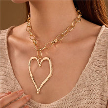 Load image into Gallery viewer, Statement Hammered Open Heart Necklace