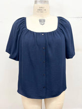 Load image into Gallery viewer, Plus Size Bubble Sleeve Button Front Blouse