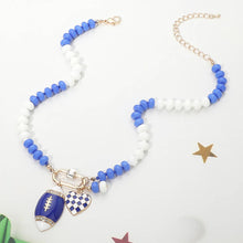 Load image into Gallery viewer, Gameday Football Heart Charm Carabiner Pendant Beaded Necklace