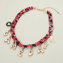 Load image into Gallery viewer, Western GAME DAY Charm Fabric Braided Statement Necklace