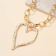Load image into Gallery viewer, Statement Hammered Open Heart Necklace