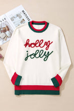 Load image into Gallery viewer, Plus Size Christmas Holly Jolly Colorblock Edge Sweater