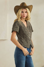 Load image into Gallery viewer, Leopard short sleeve denim top
