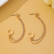 Load image into Gallery viewer, Rhinestone &amp; Gold Double Chain Drapes Drop Earrings