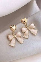 Load image into Gallery viewer, BOW GOLD HEART DROP EARRINGS