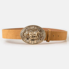 Load image into Gallery viewer, Suede Large Western Horse Medallion Buckle Belt