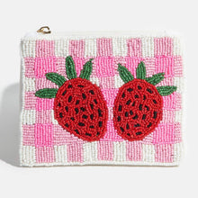 Load image into Gallery viewer, Seed Beaded Double Strawberry Coin Purse