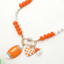 Load image into Gallery viewer, Gameday Football Heart Charm Carabiner Pendant Beaded Necklace