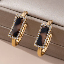 Load image into Gallery viewer, Tortoise &amp; Pavé Gold Hoop Earrings | 80E61636