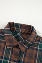 Load image into Gallery viewer, Plaid Chest Pockets Buttoned Shirt Jacket: Brown / M