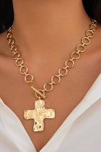 Load image into Gallery viewer, NOTABLE HAMMERED CROSS FRONT TOGGLE NECKLACE