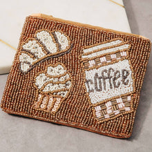 Load image into Gallery viewer, Coffee And Pastries Seed Beaded Coin Purse
