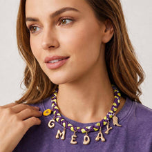 Load image into Gallery viewer, Western GAME DAY Charm Fabric Braided Statement Necklace