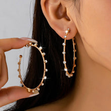 Load image into Gallery viewer, Crystal-Studded Gold Hoop Earrings