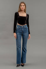 Load image into Gallery viewer, VELVET SQUARE NECK LONG SLEEVE CORSET CROP TOP