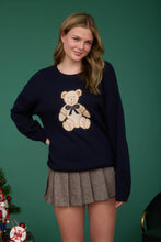 Load image into Gallery viewer, TEDDY JACQUARD CREW NECK KNIT PULLOVER SWEATER