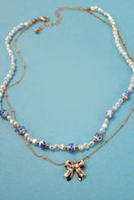 Load image into Gallery viewer, CERAMIC PORCELAIN PEARL BOW LAYER NECKLACE | 80N91555