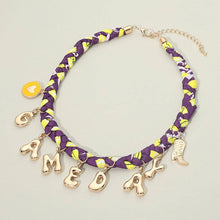 Load image into Gallery viewer, Western GAME DAY Charm Fabric Braided Statement Necklace