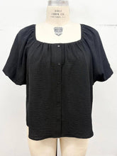 Load image into Gallery viewer, Plus Size Bubble Sleeve Button Front Blouse