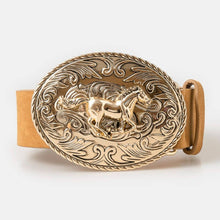 Load image into Gallery viewer, Suede Large Western Horse Medallion Buckle Belt