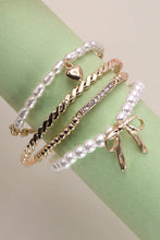 Load image into Gallery viewer, BOW PEARL RHINESTONE BAR STRETCH BANGLE SET | 80B137