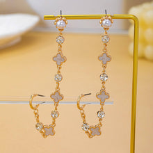 Load image into Gallery viewer, Mother of Pearl Clover Double Piercing Earrings