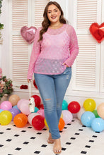 Load image into Gallery viewer, Plus Size Bow Embroidered Long Sleeve Mesh Top