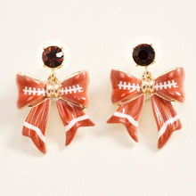 Load image into Gallery viewer, Football Bow Drop Dangle Earrings