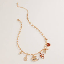 Load image into Gallery viewer, Football Bow Heart Pearl Charm Necklace