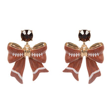 Load image into Gallery viewer, Football Bow Drop Dangle Earrings