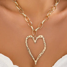 Load image into Gallery viewer, Statement Hammered Open Heart Necklace