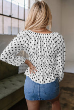 Load image into Gallery viewer, Polka Dot Bow Square Neck Puff Sleeve Top