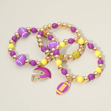 Load image into Gallery viewer, 3PCS - Game Day Football Helmet Charm Beaded Stretch Multi Layered Bracelets