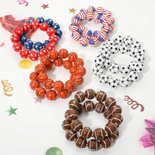 Load image into Gallery viewer, Football Printed Beaded Stretch Bracelet