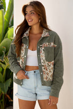 Load image into Gallery viewer, Floral Ribbed Corduroy Patchwork Shirt Jacket: Sage Green / XL