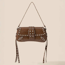 Load image into Gallery viewer, Glossy Leather Rivet Trim Shoulder Bag