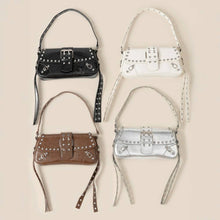 Load image into Gallery viewer, Glossy Leather Rivet Trim Shoulder Bag