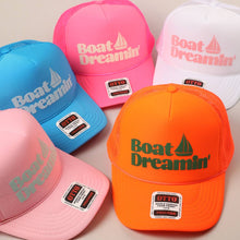 Load image into Gallery viewer, Boat Dreamin' Text Logo Printed Mesh Back Cap