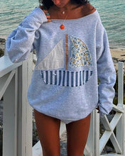 Load image into Gallery viewer, Long Sleeve Top with Sailboat Applique